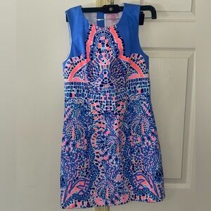 Lilly Pulitzer Pink and Blue A-line Dress Sleeveless Scoop Neck
